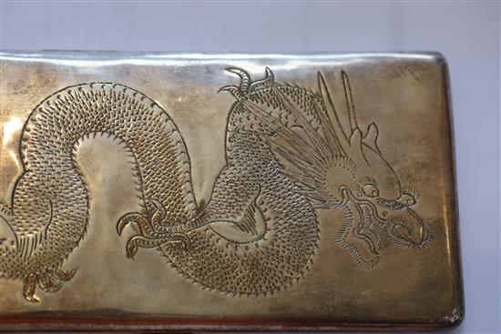 A Chinese plated dragon cigarette case